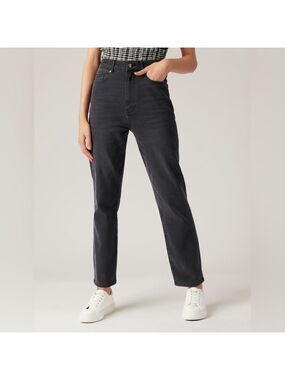Forever New Eva High Rise Mom Jeans 6 Washed Black